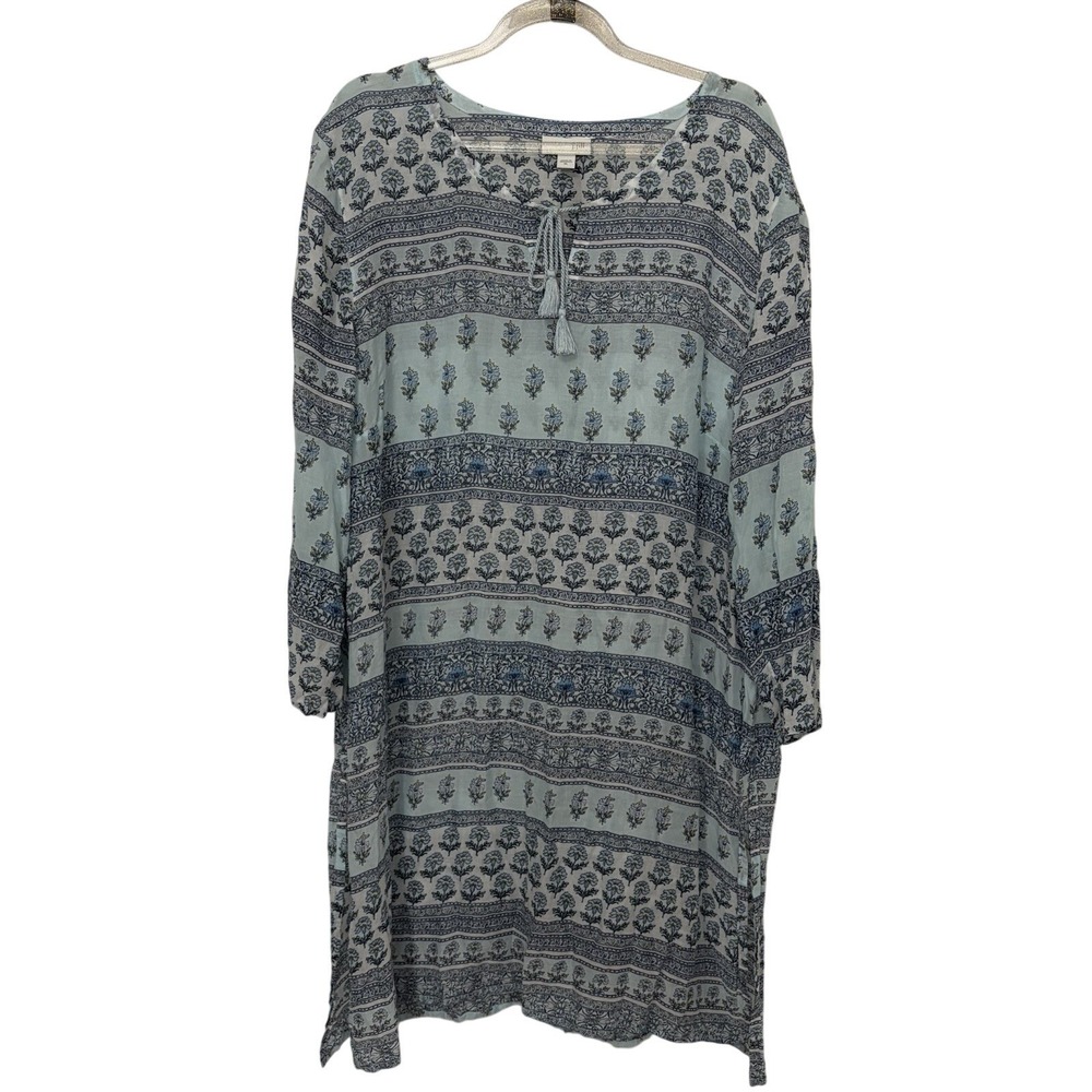 J Jill Floral Lightweight Tunic Top XL Coastal Spring Lagenlook Bohemian